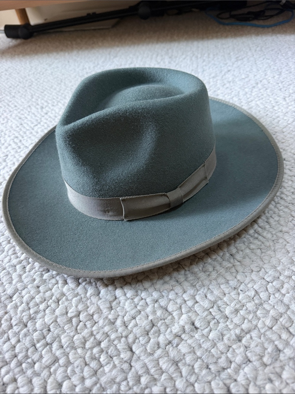 Womens Teal Wool Felt Fedora Hat with Grosgrain Band